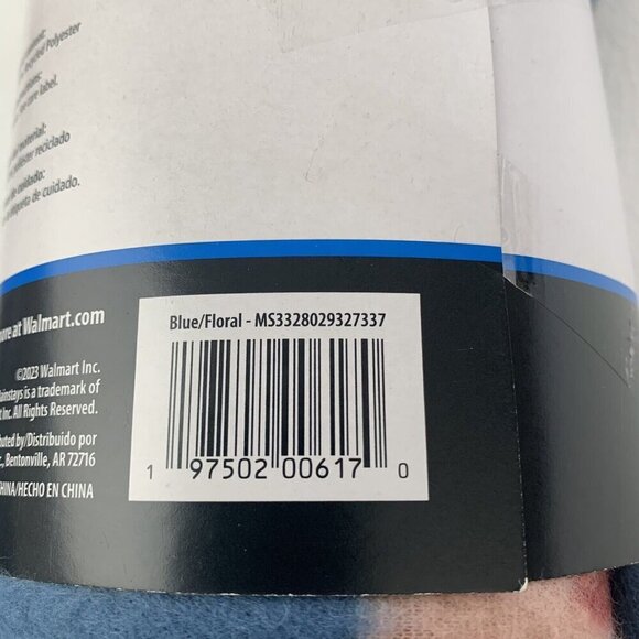 Floral Blue Fleece Throw Blanket 50" x 60"  New Main Stays Cozy - Picture 5 of 5